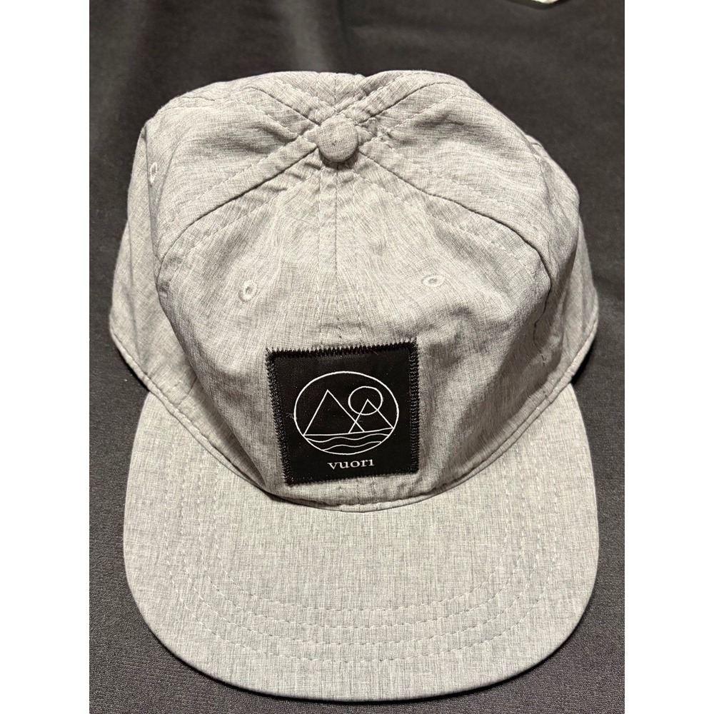 Vuori Gray Heather Performance Hat Adjustable Strapback Logo Patch Cap